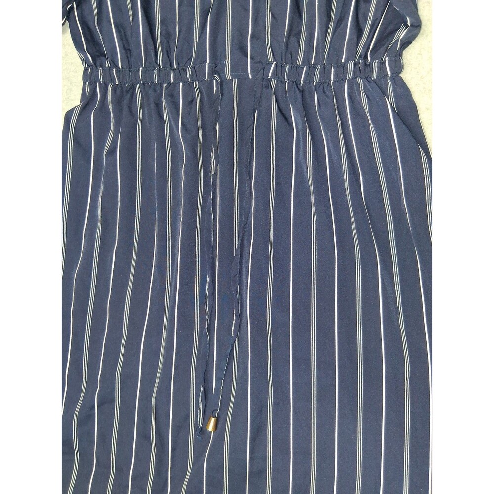 Hint Of Blush 3/4 Bell Sleeve Midi Dress Small Navy Blue Pinstripe Nautical - Picture 7 of 12